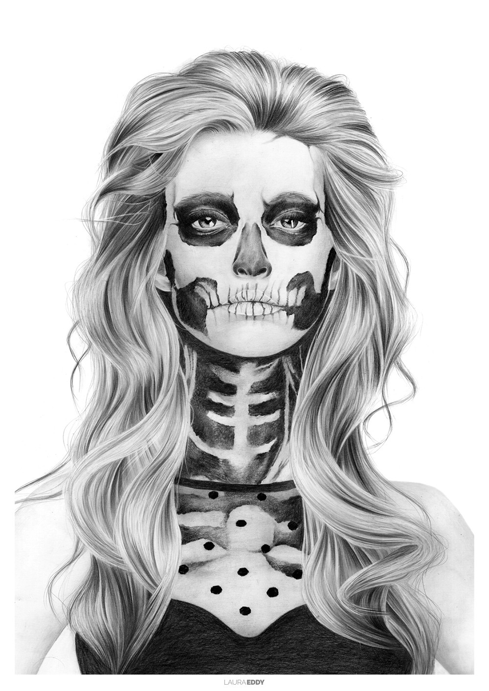 Skull Girl Pencil Drawing